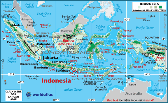 Indonesia map showing Bali