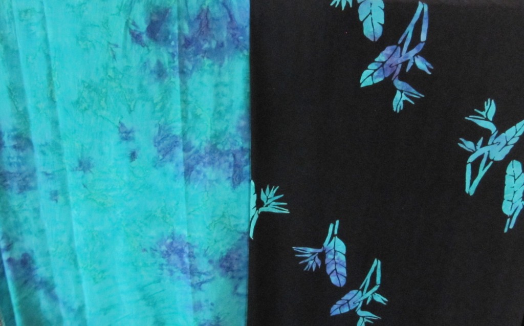 A dyed-to-match coordinate for the batik is possible by leaving some pre-dyed fabric free of wax.
